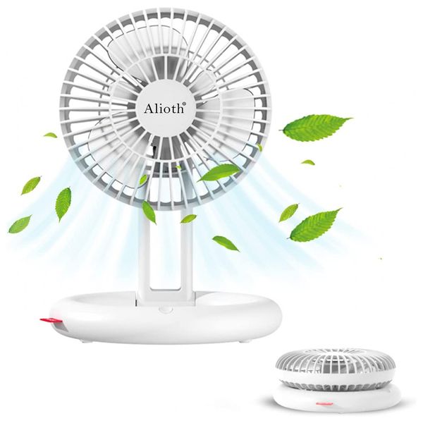 Ventilador de Mesa Recarregável com 3 Velocidades, 110v, ALIOTH AL0005 White, Branco