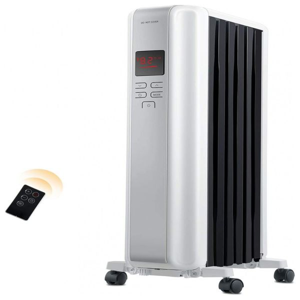 Aquecedor Elétrico a Óleo Space Heater, portátil, com Controle Remoto, temporizador automático, 600W, 900W, 1500W, KOPBEAU NY1506 18SRA, Branco
