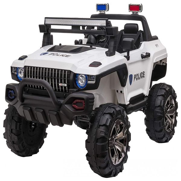 Carro, Carrinho Elétrico, 2 assentos, à bateria 12V, com controle remoto, USB, Vel 5 km por hora, Idade 3 a 7 anos, AOSOM, Branco