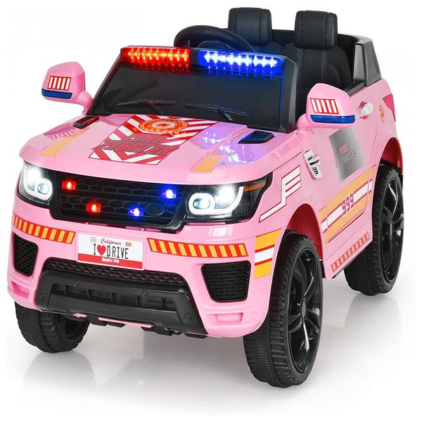 Carrinho, Carro Elétrico, 1 lugar, 12V, com controle remoto, USB MP3, 4 km por hora, 3 a 6 anos, COSTZON, Rosa