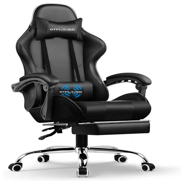 Cadeira de Escritório Gamer Reclinável e Ergonômica com Apoio para Lombar, GTPLAYER GT800A Black, Preto
