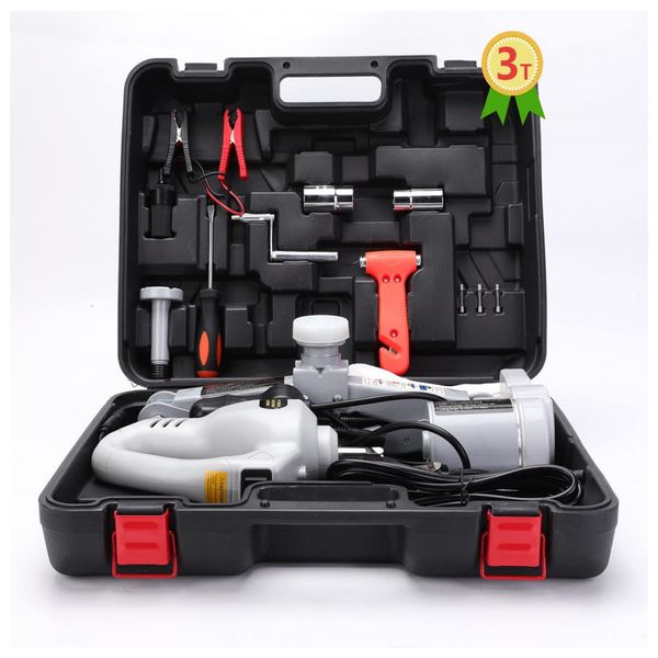 Macaco Elétrico Automotivo Hidráulico Kit de Emergência, Suporta até 3 Toneladas, SIMPLEOUT, Branco