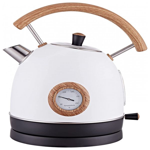 Chalira Elétrica Retro de 1.7L com Desligamento Automático, Aço Inoxidável, 1500W, Branca, 110v, TALAFA, Branco