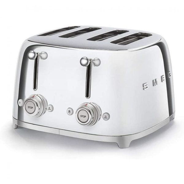 Torradeira Elétrica de 4 Fatias, Aço Inoxidável, 1800W, 110v, SMEG TSF03, Prateado