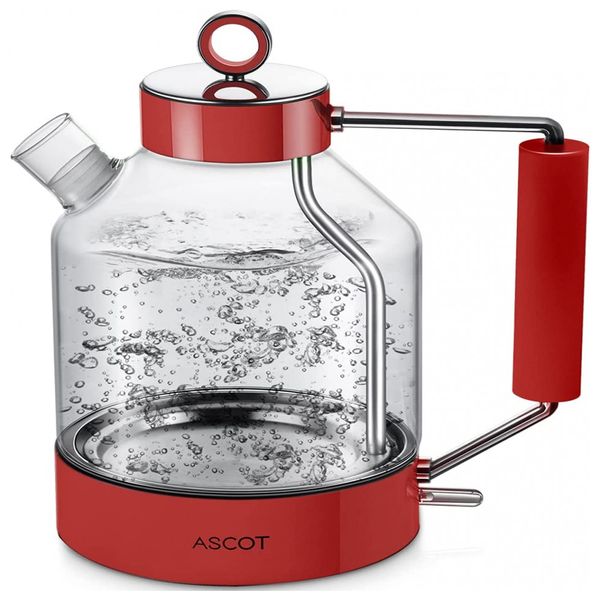 ASCOT Chaleira Elétrica de 1.6L, Aço Inoxidável, 1500W, 110V, Verde