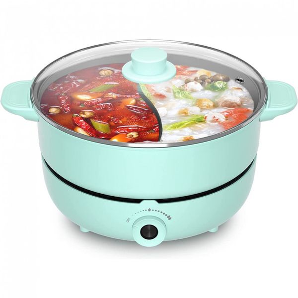 UNAOIWN Panela Elétrica de 5 L Serve ate 8 Pessoas, 1200W, 110V, Azul Turquesa