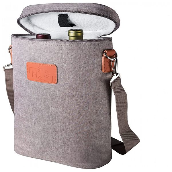 Bolsa Térmica Para Transporte de Vinhos até 2 Garrafas, HAVEN SONG, Cinza