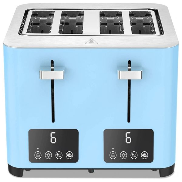 Torradeira de 4 Fatias com Tela LCD e 6 Níveis de Tostagem, Aço Inoxidável, 1500W, 110v, BBDAY, Bege