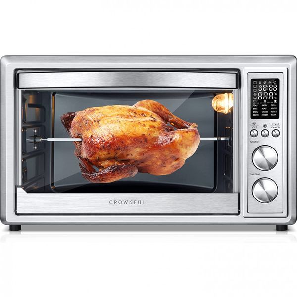 Fritadeira Elétrica AirFryer com Convecção 30L, Aço Inoxidável, 1800W, 110v, CROWNFUL CF AF30LSS 1, Prateado