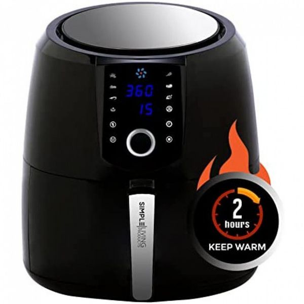 Simple Living Fritadeira Elétrica AirFryer sem Óleo, Capacidade 5,6L com Painel Digital, Prata