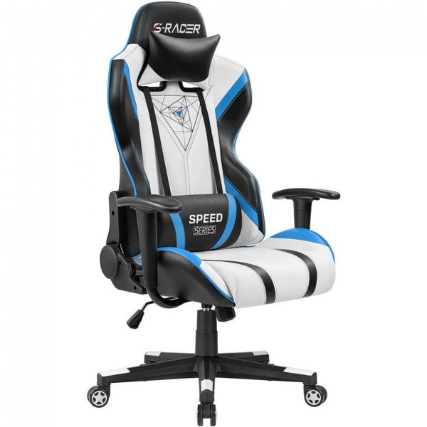 Homall Gaming Cadeira de Escritório Gamer Ergonômica, c, Apoio de Cabeça e Lombar, Azul