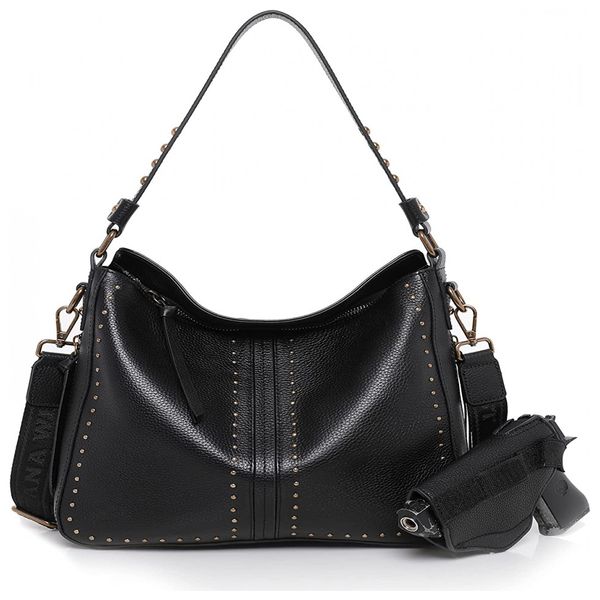 Bolsa Feminina de Ombro em Couro, MONTANA WEST, Marrom