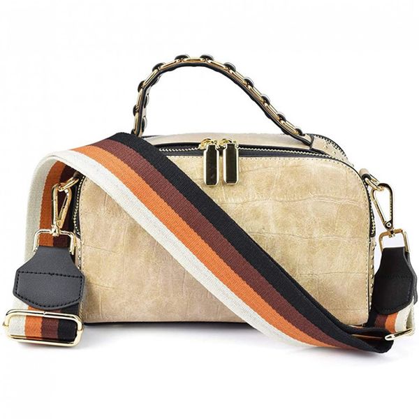 LIFEMATE Bolsa Feminina Transversal com Alça Ajustável, Bege
