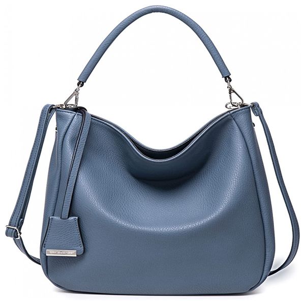 Bolsa Feminina de Ombro de Couro Sintético, DAVID JONES CM3405 BLUE, Azul
