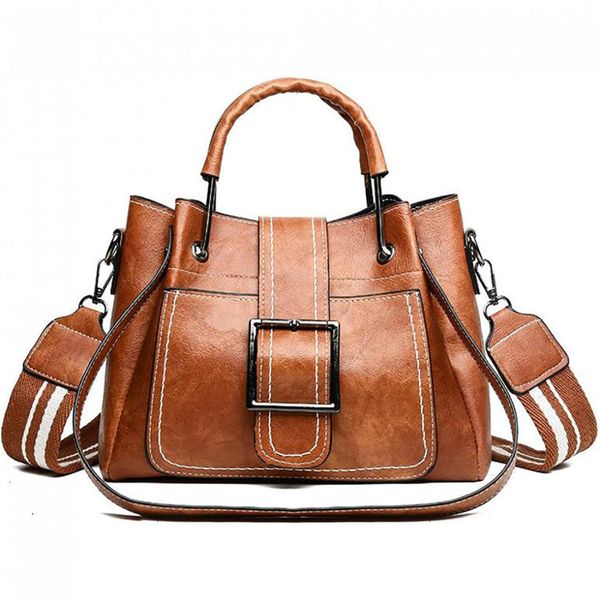 Myfriday Bolsa Feminina de Couro Sintético com Alça Superior e de Mão, Marrom