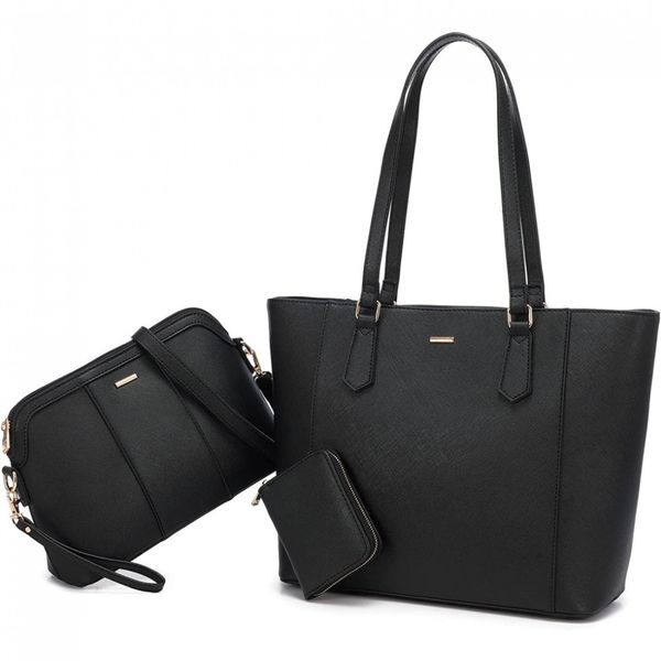 LOVEVOOK Conjunto de Bolsas de Ombro Feminina, 3 Unidades, Branca e Preta