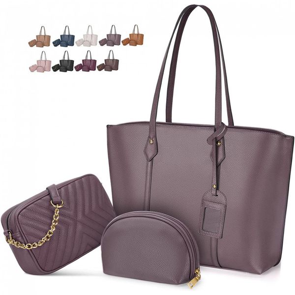 Nubily Conjunto de Bolsas Femininas em Couro Sintético, 3 Unidades, Rosa Nude