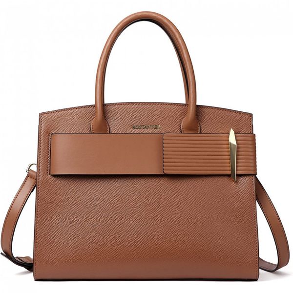 HOSTANTEN Bolsa de Couro Feminina, Marrom Claro