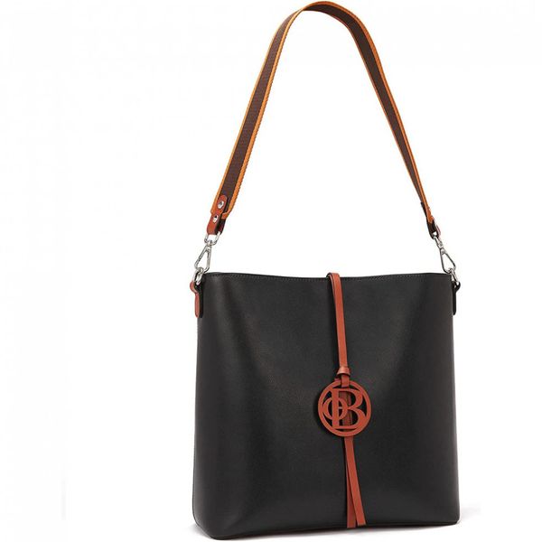 HOSTANTEN Bolsa Feminina de Ombro em Couro , Preto
