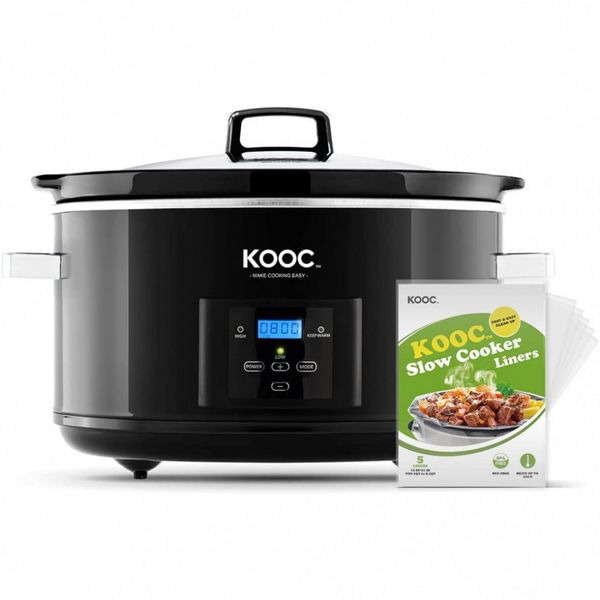 KOOC Panela Elétrica de 6 L Programável com Temporizador Digital, 110V, Vermelha