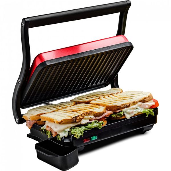 Ovente GP0620BR Sanduicheira Antiaderente com Placas de Grill, 110V, 1000W, Prata