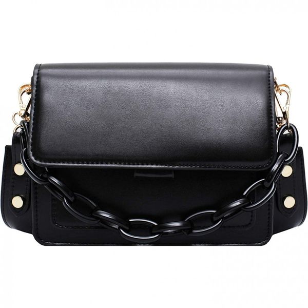 Bolsa Feminina de Ombro em Couro Sintético, ZOCILOR, Preto