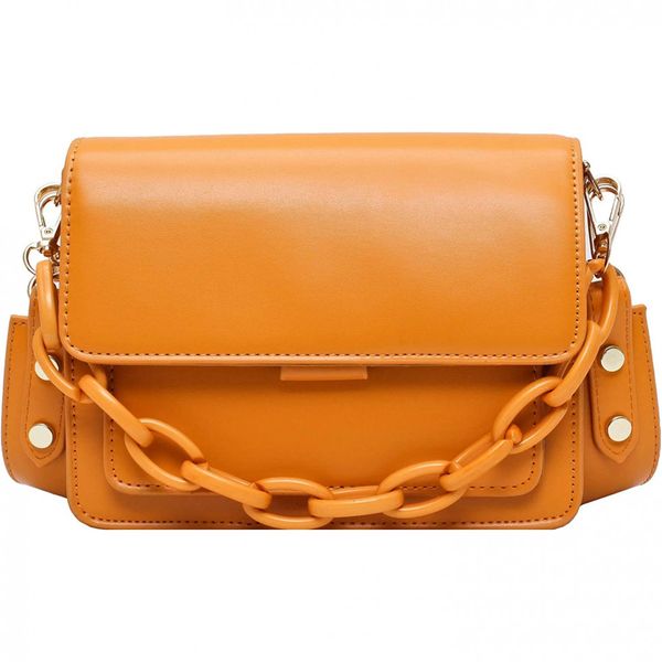 Bolsa Feminina de Ombro, Couro Sintético, ZOCILOR, Laranja