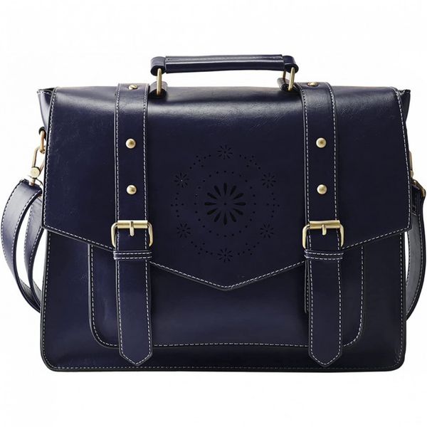 ECOSUSI Bolsa, Pasta de Couro Vegano para Laptop, Feminina, Azul