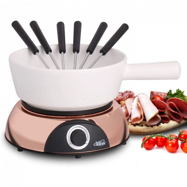 Artestia Panela de Fondue Elétrica, 1.9L, 6 Garfos, 1500W, 110V, Rose Gold