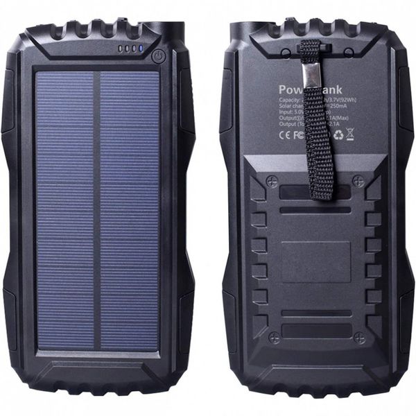 Powerbank Carregador Solar 25000mAh Lanterna OS Android