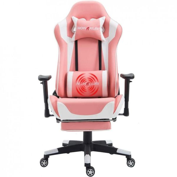 Cadeira de Escritório Gamer Ergonômica e Ajustável com Apoio para Lombar, NOKAXUS YK 6008, Rosa