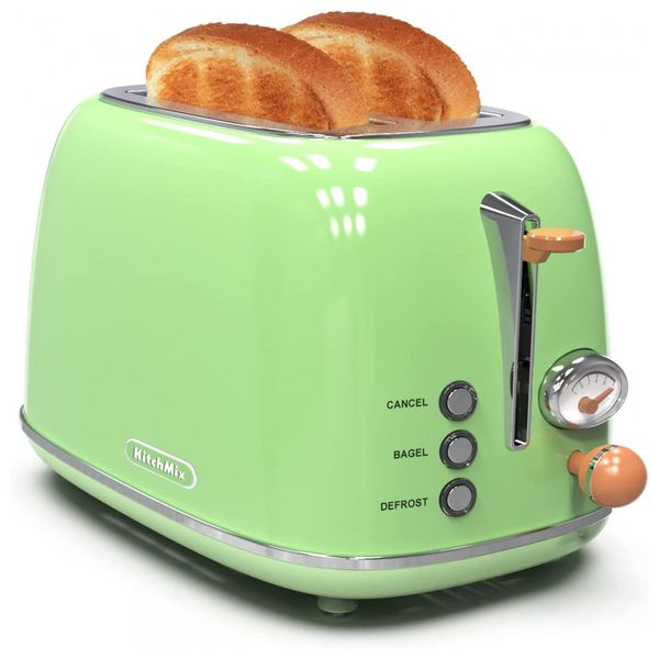 Retro Torradeira de 2 Fatias com Função Bagel, 820W, 110v, KITCHMIX WT 330T, Verde