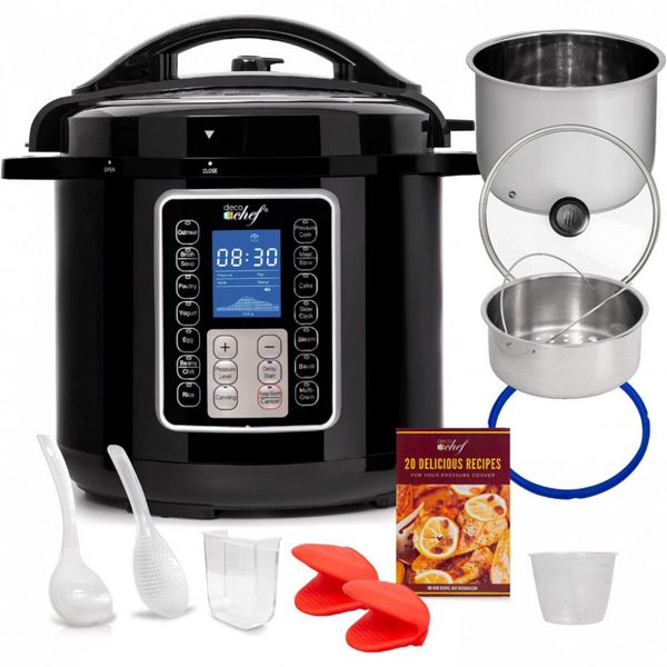 Deco Chef Panela de Pressão 10 em 1 Elétrica de 7.5L, 1200W, 110V, Preta