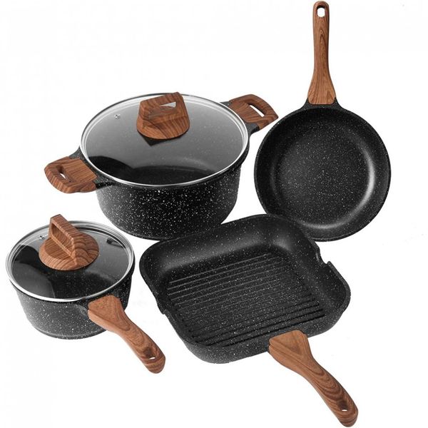 ESLITE LIFE Conjunto de Panelas Antiaderente por Indução, 8 Peças, Preta