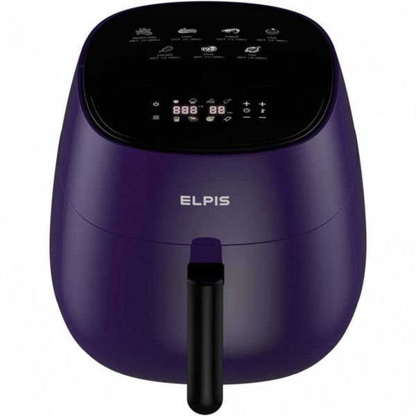 Elpis Fritadeira Elétrica AirFryer 8 em 1, Capacidade 4L, Painel Digital, 1400W, 110V, Violeta