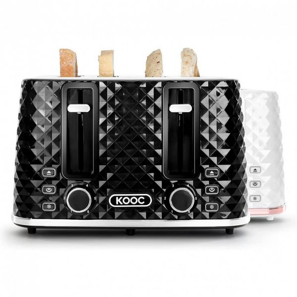 KOOC Torradeira de 4 Fatias com 6 Níveis e Função Bagel, Aço Inoxidável, 110V, Preta