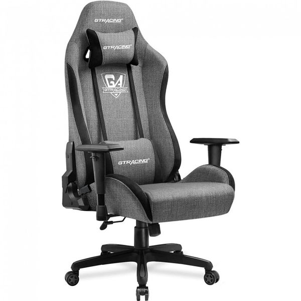 GTRACING Cadeira de Escritório Gamer Giratória Ergonômica Reclinável com Apoio Lombar, Cinza