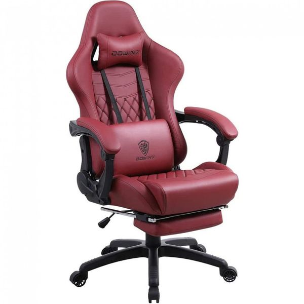 Dowinx Cadeira de Escritório Gamer Giratório e Reclinável com Apoio para Lombar, Vermelho