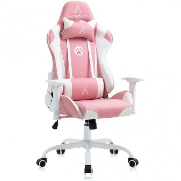 AJS Cadeira de Escritório Gamer Giratória, Reclinável e Ergonômica, Rosa