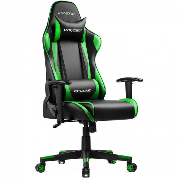 GTRACING Cadeira de Escritório Gamer Ergonômica e Ajustável com Apoio para Lombar, Verde