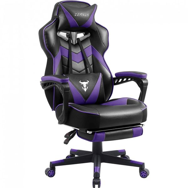 Zeanus Cadeira de Escritório Gamer Ergonômica e Reclinável com Apoio para Lombar, Roxa e Preta