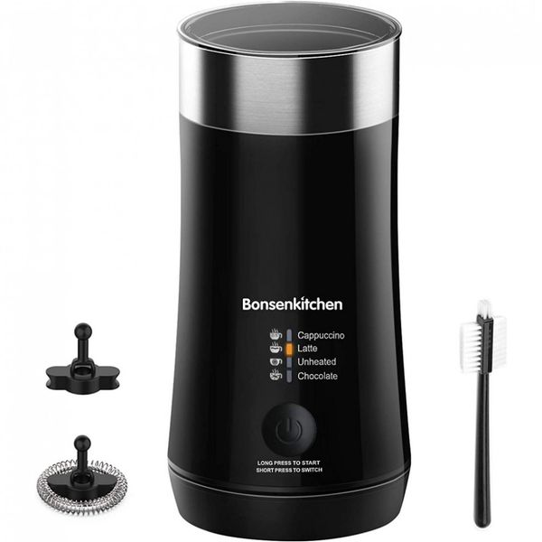 Bonsenkitchen Espumador de Leite Elétrico, Capacidade 500 mL, 110V, Preto