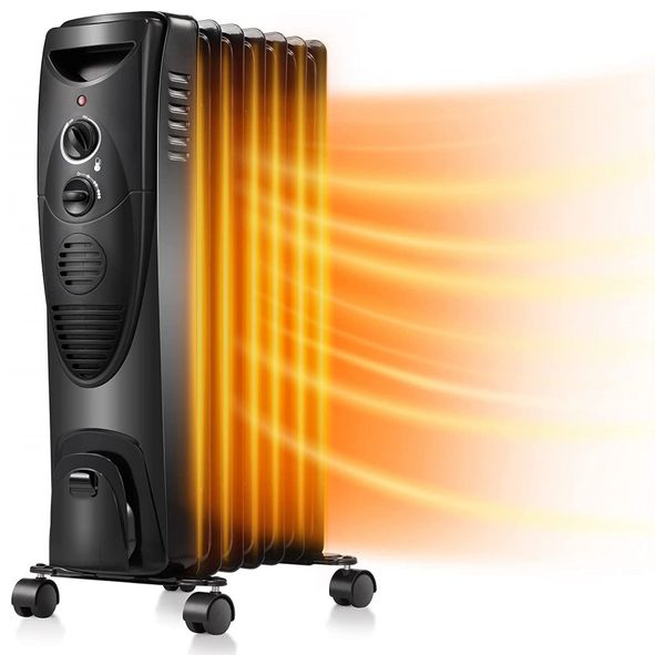 Aquecedor Elétrico a Óleo, 3 Modos de Configurações, 1500W, 110v, KISMILE Y5327, Preto