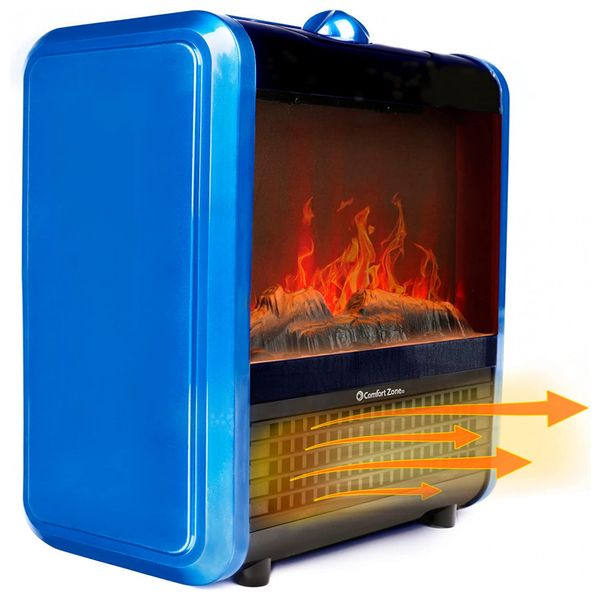 Aquecedor Elétrico Portátil CZFP1 com Chama 3D, 1200W, 110v, CCC COMFORT ZONE CZFP1BL, Azul