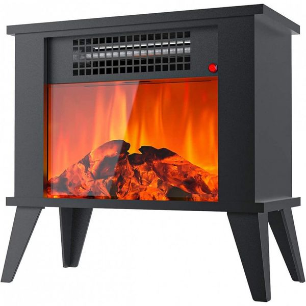 KUPPET Aquecedor Lareira Elétrico com Chamas Realistas, 100W, 110V, Preto