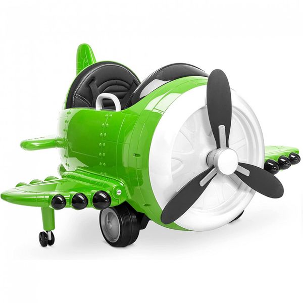 Kidzone Avião Elétrico Infantil, 12V, 1 assento, c, controle remoto, USB, sons, velocidade 3 km, h, 3 a 6 anos, verde