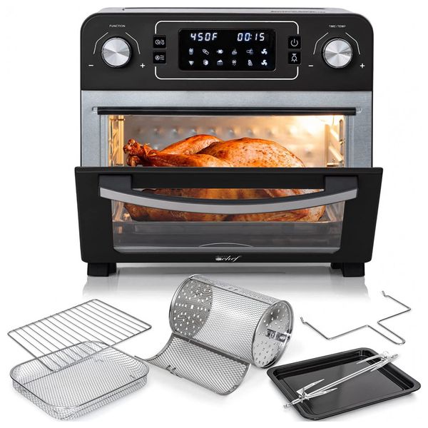 Deco Chef Fritadeira Elétrica Air Fryer sem Óleo 22 L Forno Multifuncional 1700W, 110V, Vermelho