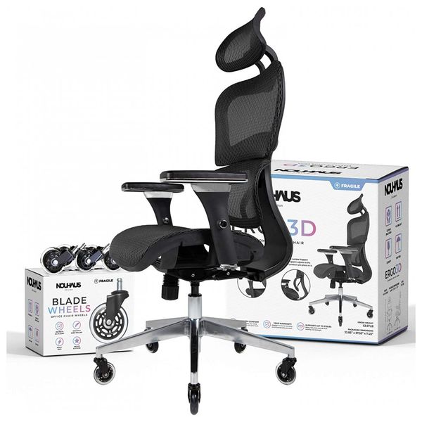 Cadeira ergonômica de escritório, azul, NOUHAUS Ergo3D, Azul