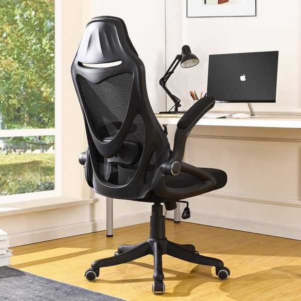 BERLMAN Cadeira de escritório ergonômica em malha, preta