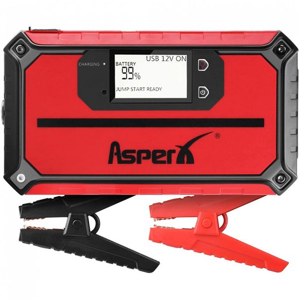AsperX Bateria Auxiliar de Partida 1000A 18000mAh 12V com Bússola e Luz LED